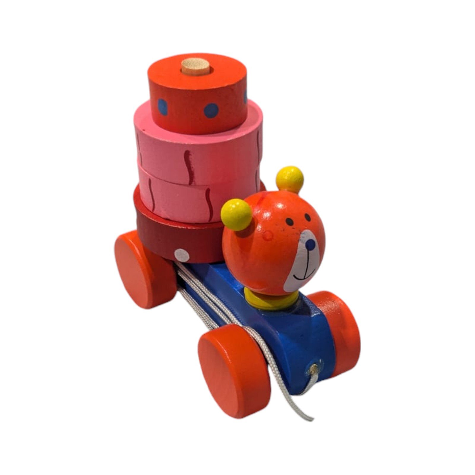 Pull along Toy with Stacker  – Pack of 1 Random Cartoon shapes and Colors.